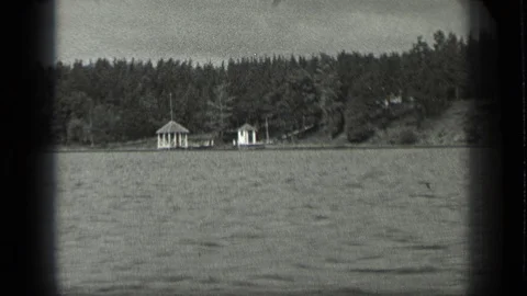 LONG LAKE CANADA-1939: View From A Bay Boat Surrounded By Untouched Nature Stock Footage 124860112