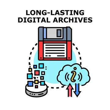 Long lasting digital archives data migration concept Stock Illustration