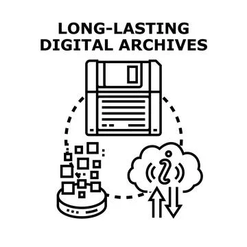 Long lasting digital archives data migration concept Stock Illustration