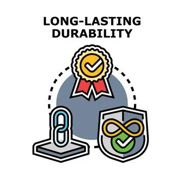 Long lasting durability concept with quality and protection symbols Stock Illustration