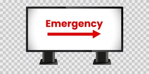 A long LCD display mock up on transparency background, with emergency text .. Stock Illustration