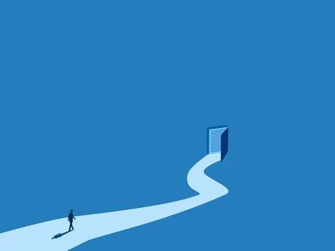 Long learning, people walking on an imperfect road to a book Stock Illustration