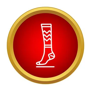 Long leg sock icon with zigzag pattern in red circle Illustrazione stock