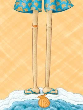 Long Legs at the Beach Illustrazione stock
