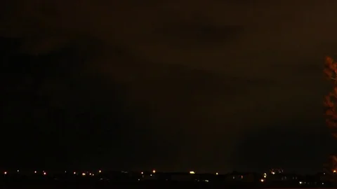 Long Lightning Strike at Night Video stock 81414494