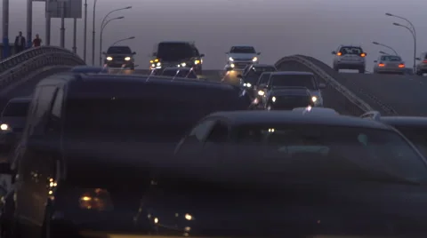 Long lights. Evening traffic. Stock Footage 67106848