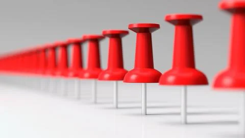 Long Line of Standing Thumbtacks Stock Illustration