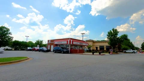 Long lines at the Brusters drive thru Stock Footage 144277149