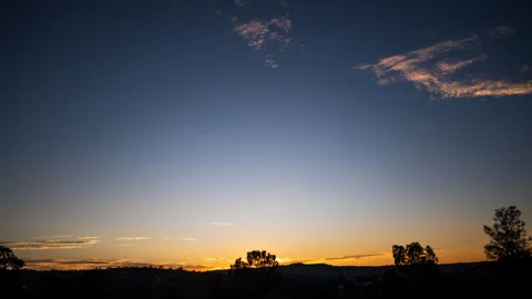 Long Lingering Sunset Devolves into Twilight above California Landscape Stock Footage 281784072