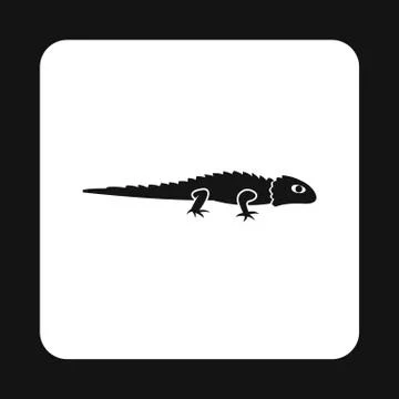 Long lizard icon, simple style Stock Illustration