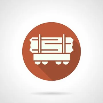 Long loads open rail car orange round vector icon Stock Illustration