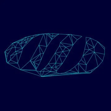 Long loaf low poly triangulation triangulated polygonal electric cyan blue .. Stock Illustration