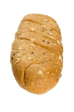 Long loaf multigrain bread isolated on white background Foto stock