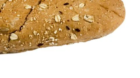 Long loaf multigrain bread isolated on white background Foto stock