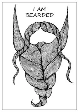 Long man beard with no face. Hand drawn vector fashionable hipster zen beard Stock Illustration