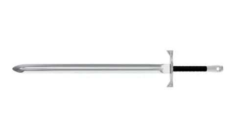 Long Medieval sword isolated on white background, 3D rendering Stock Illustration