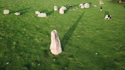 Long Meg Stone Circle, Close-Up Drone Clip of Main Monolith Cumbria, UK 4K Stock Footage 148550119
