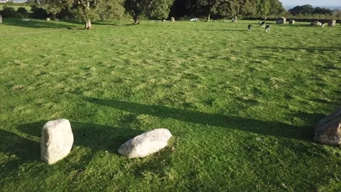 Long Meg Stone Circle, Close-Up Drone Footage Dramatic, Cumbria, UK 4K Stock Footage 148595500
