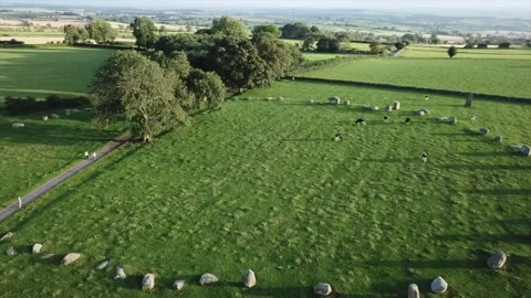 Long Meg Stone Circle, Descending Drone Clip, Cumbria, UK 4K Stock Footage 148559258
