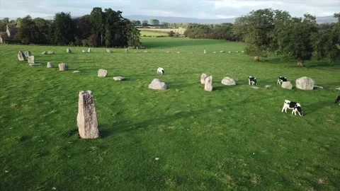 Long Meg Stone Circle, Drone Clip of Main Monolith and Circle Cumbria, UK Stock Footage 148537952