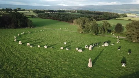 Long Meg Stone Circle, Drone Clip Cinematic Slow, Cumbria, UK 4K Stock Footage 148548491