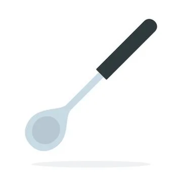 Long metal spoon for cooking vector flat isolated Stock Illustration