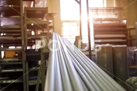 Long metal tubes Stock Photos