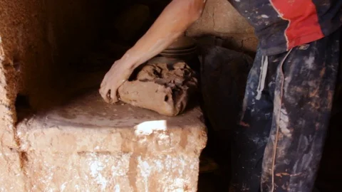 Long mixing of the clay dough  Stock Footage 124590772