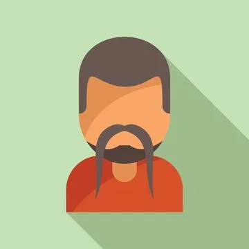 Long mustache beard icon flat vector. Man style Illustrazione stock