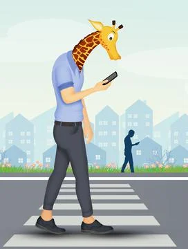 Long neck because of the phone Stock Illustration