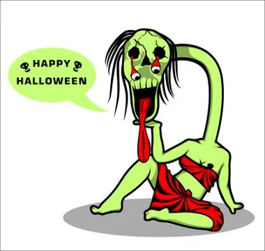 Long neck ghost cartoon Stock Illustration