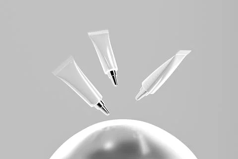 Long nozzle tip tube packaging, luxury metallic makeup soft tube container Illustrazione stock