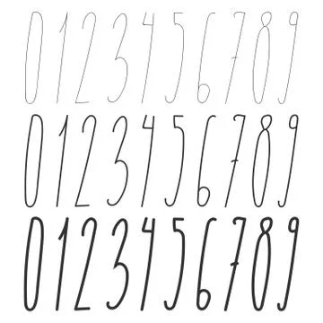 Long number font three thickness Stock Illustration