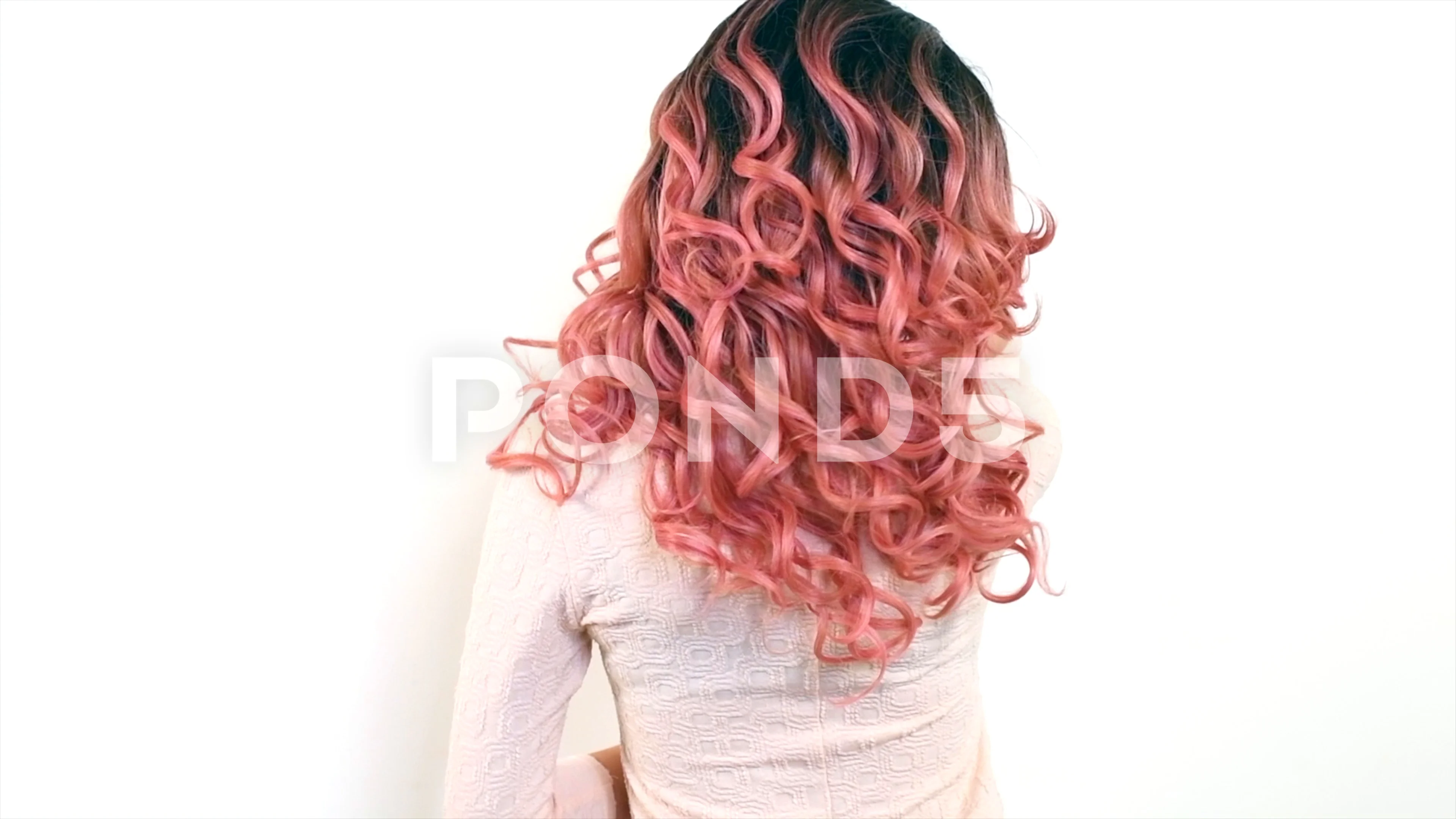 curly hair brunette pink
