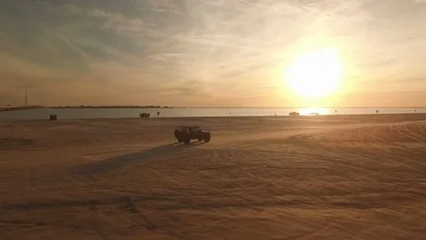 Long open beach for a jeep ride Stock Footage 90670169