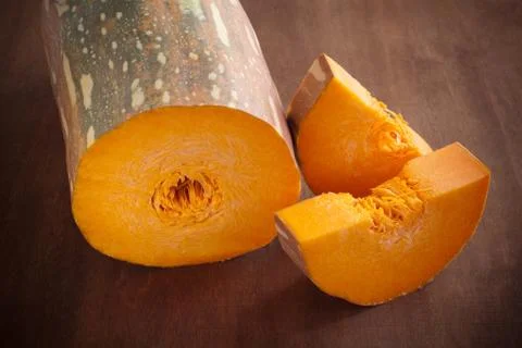 Long orange pumpkin Stock Photos