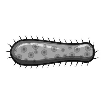 Long oval virus icon, gray monochrome style Illustrazione stock