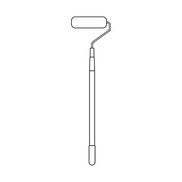 Long Paint Roller Outline Icon Illustration on Isolated White Background Stock Illustration