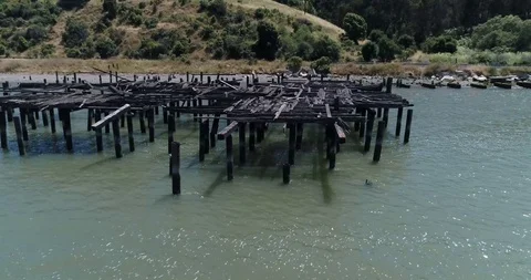 Long pan decayed dock Video stock 90363882