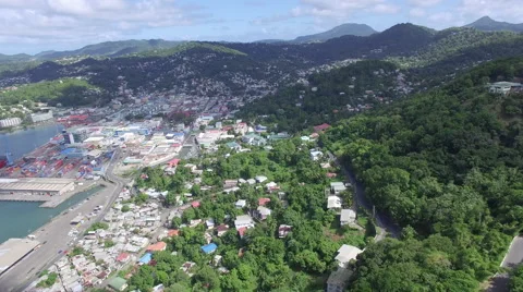 Long panoramic over town in mountain Stock Footage 63454489