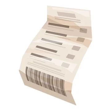 Long paper receipt with barcode showing purchase information Stock Illustration