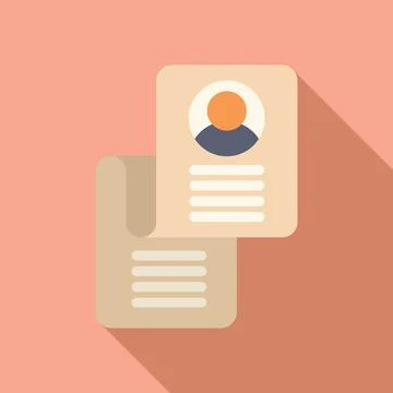 Long paper registration icon flat vector. New account member Stock Illustration