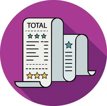 Long paper store receipt bill with Total Stock Illustration