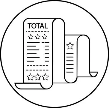 Long paper store receipt bill with Total Stock Illustration