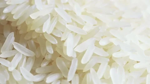 Long parboiled rice on table Stock Footage 169577057