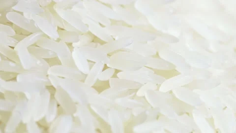 Long parboiled rice on table Stock Footage 171070611