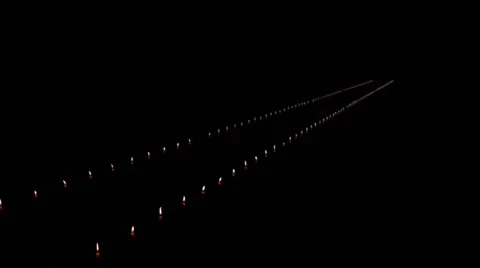 A Long Path of Candles in the Dark Stock Footage 61802119