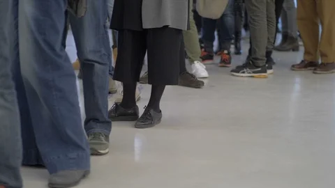 Long people line. Wait,queue.MAXXI ,Rome Italy,18 november 2018 Stock Footage