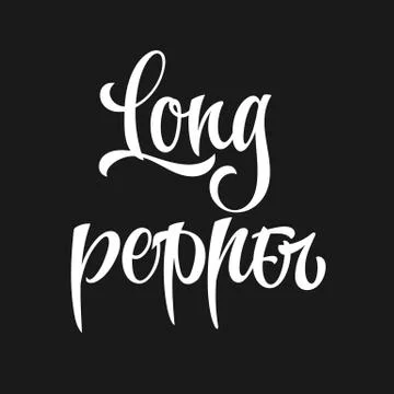 Long pepper - white colored hand drawn spice label. Stock Illustration