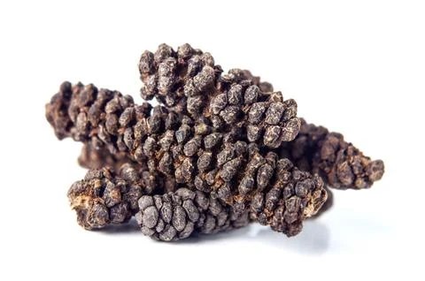 Long pepper on white Stock Photos